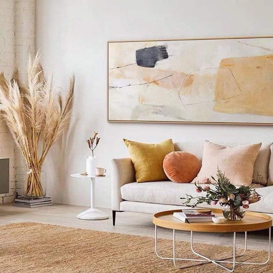 Hand Painted Abstract Painting On Canvas Modern Art Minimalist Art Large Wall art Beige Painting Wall Art Abstract Home Decor27inx54in,No Frame