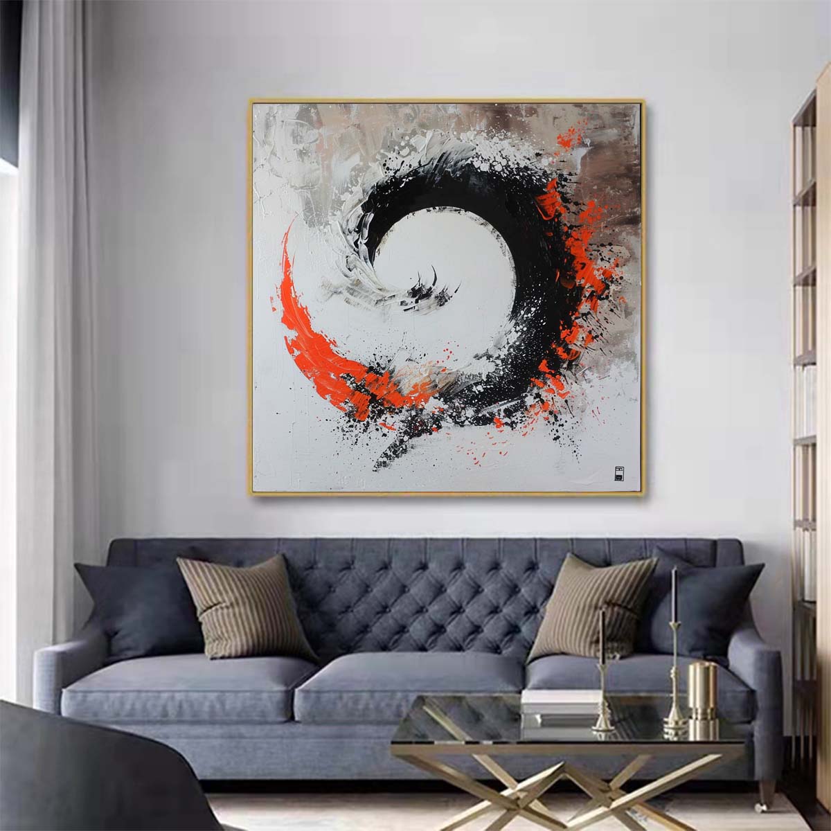 Abstract Handmade Oil Painting Modern Minimalist Home Living Room Decoration Painting,31inx31in,No Frame