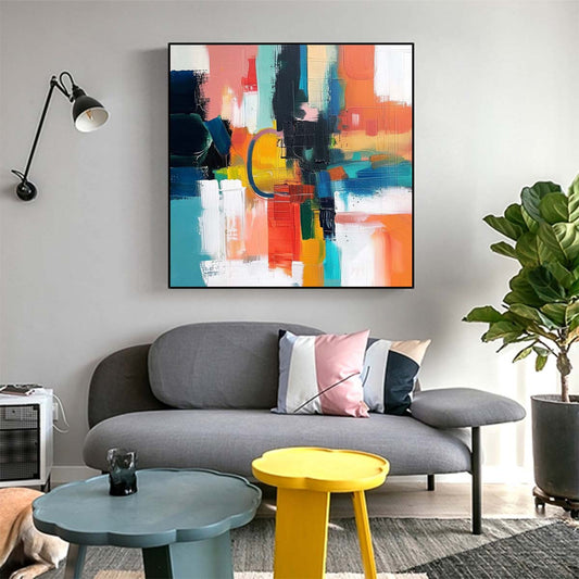 Abstract Handmade Oil Painting Modern Minimalist Home Living Room Decoration Painting,31inx31in,No Frame