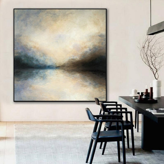 Large Abstract Painting Original Sky Painting Ocean Canvas Art Painting Large Wall Art Painting Sea Landscape Painting Artwork31inx31in,No Frame