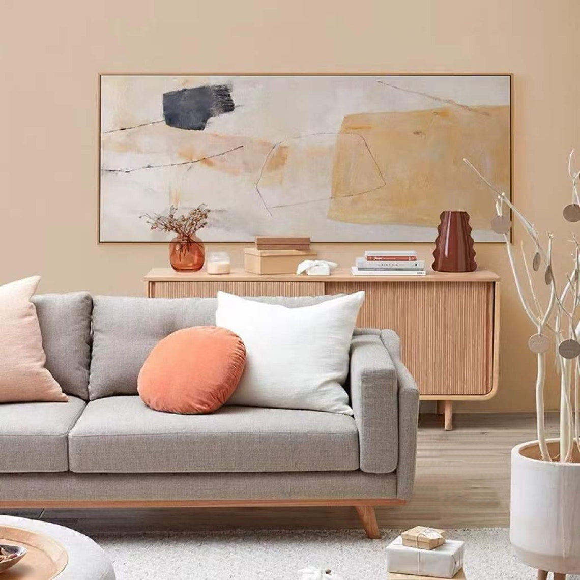 Hand Painted Abstract Painting On Canvas Modern Art Minimalist Art Large Wall art Beige Painting Wall Art Abstract Home Decor27inx54in,No Frame