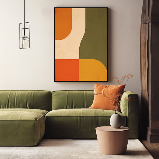 Handpainted Abstract Wall Art Painting Decorative Painting Aisle Corridor Mural Mooring Hanging Painting green yellow orange 31inx47in,No Frame