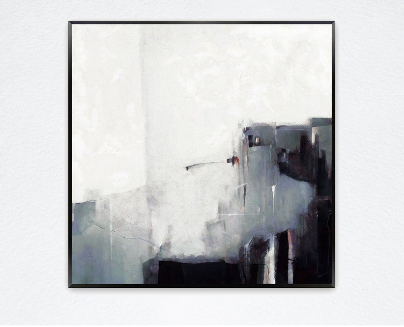 HandPaintedAbstractPaintingLargeCanvasPaintingModernArtMinimalistPaintingBlackAndWhiteLargeWall 31in,No Frame