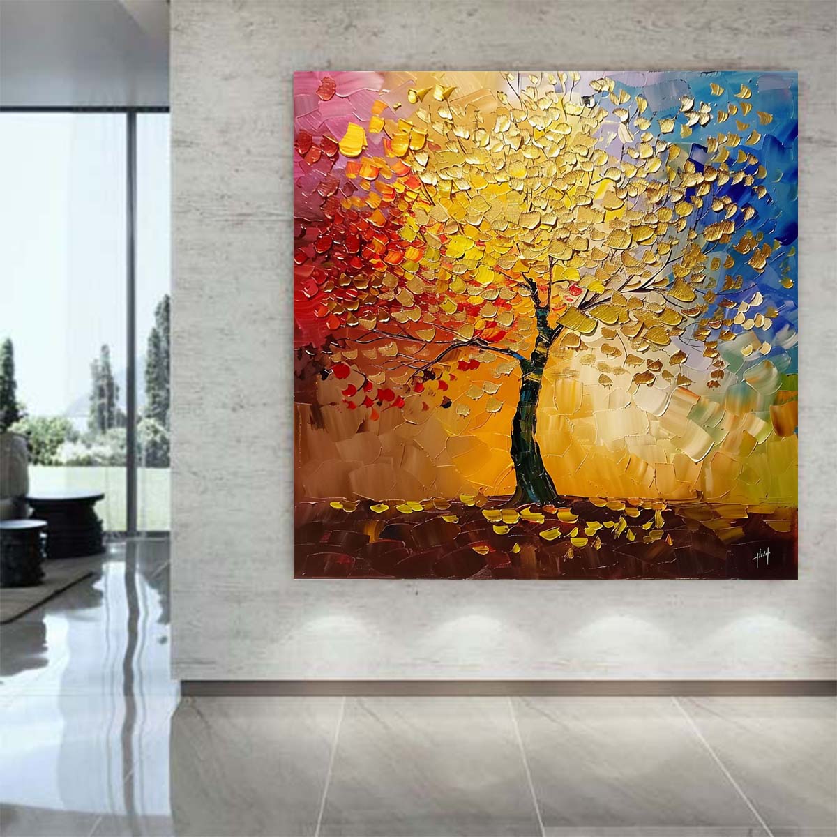 Abstract Handmade Oil Painting Modern Minimalist Home Living Room Decoration Painting,31inx31in,No Frame