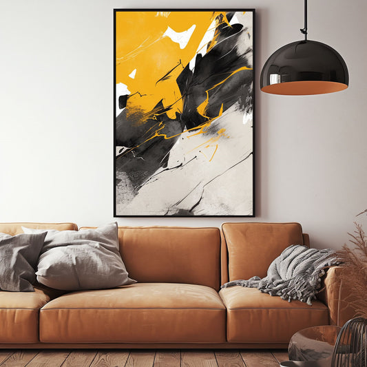 Handpainted Abstract Wall Art Painting Decorative Painting Aisle Corridor Mural Mooring Hanging Paintingyellowblack1inx47in,No Frame