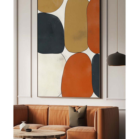 Handpainted Abstract Wall Art Painting Decorative Painting Aisle Corridor Mural Mooring Hanging Painting white black orange 31inx47in,No Frame