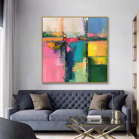 Abstract Handmade Oil Painting Modern Minimalist Home Living Room Decoration Painting,31inx31in,No Frame