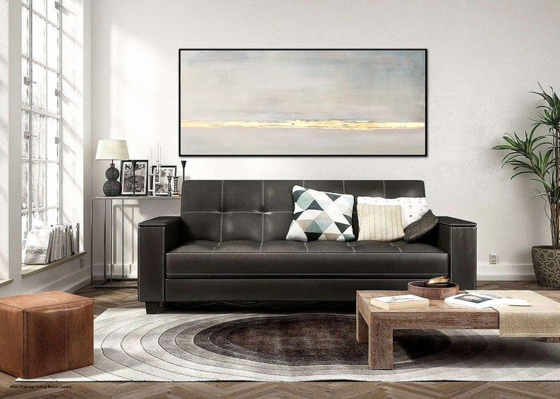 Large Abstract Oil Painting Gray Painting Gold Leaf Wall Art Painting Canvas Art Abstract Texture Art Wall Painting Home Decor27inx54in,No Frame