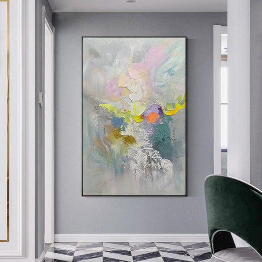 Knife Buildings Oil Painting Hand Painted Abstract Painting Thick Texture Canvas Painting Modern Wall Art Painting For Living Room,31inx47in,No Frame