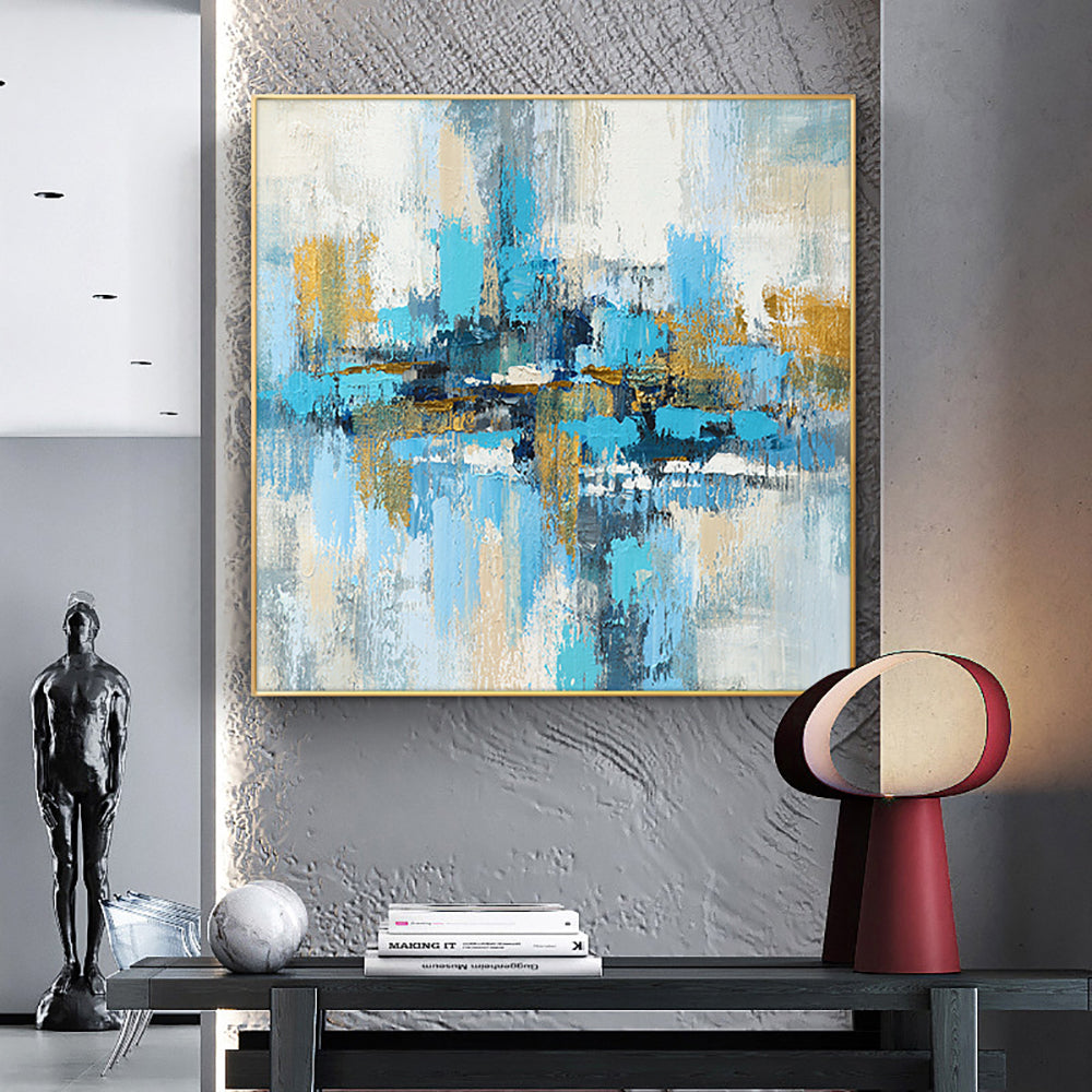 New Handmade Texture Abstract Oil Painting Fashion Modern Canvas Art Decorative Knife Landscape Paintings,31inx31in,No Frame