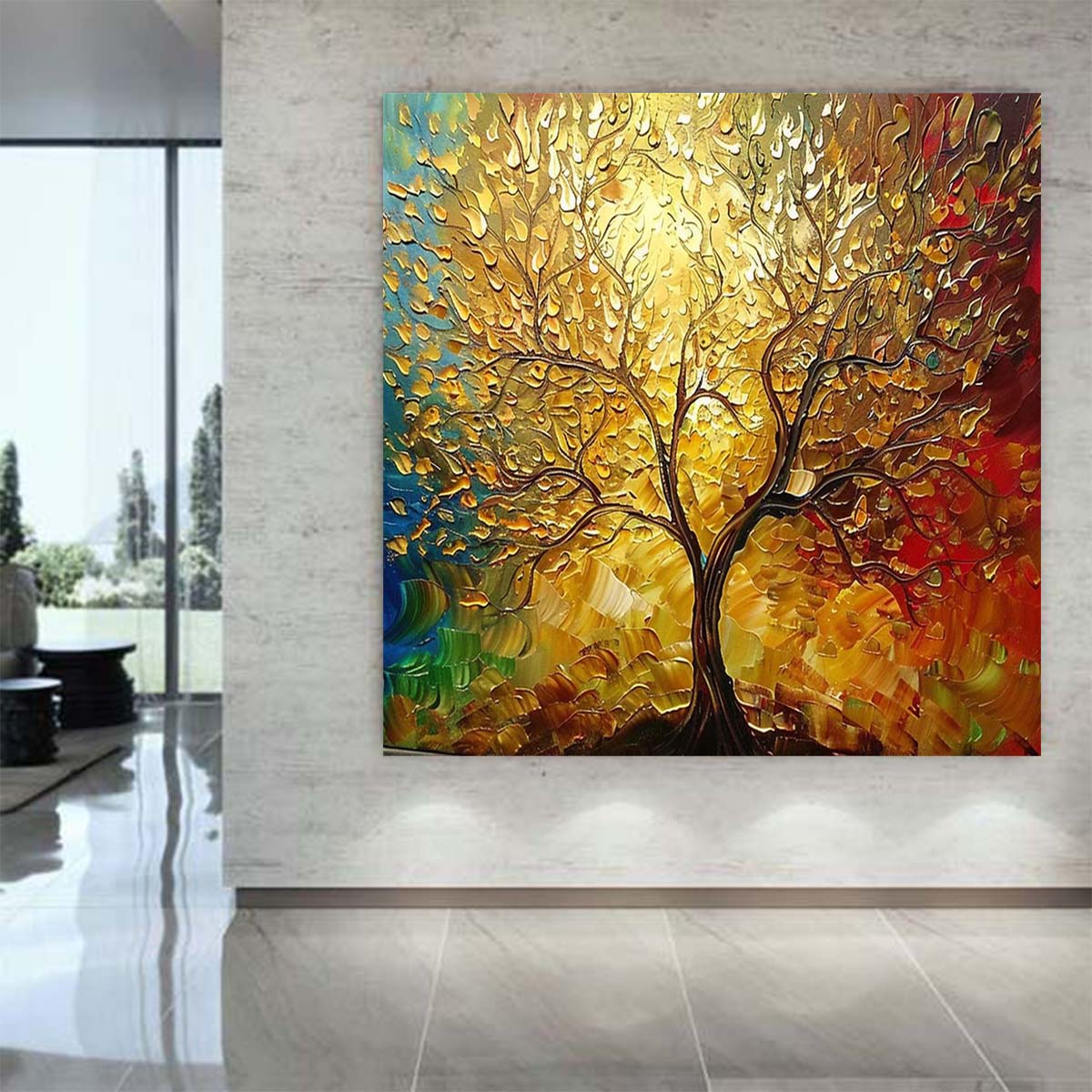 Abstract Handmade Oil Painting Modern Minimalist Home Living Room Decoration Painting,31inx31in,No Frame