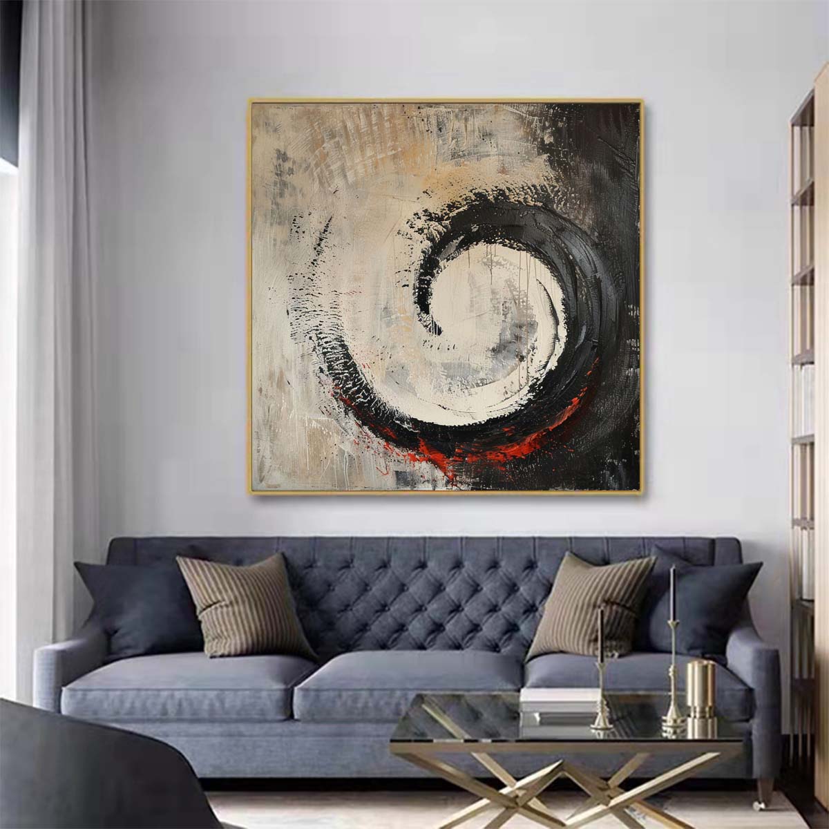 Abstract Handmade Oil Painting Modern Minimalist Home Living Room Decoration Painting,31inx31in,No Frame