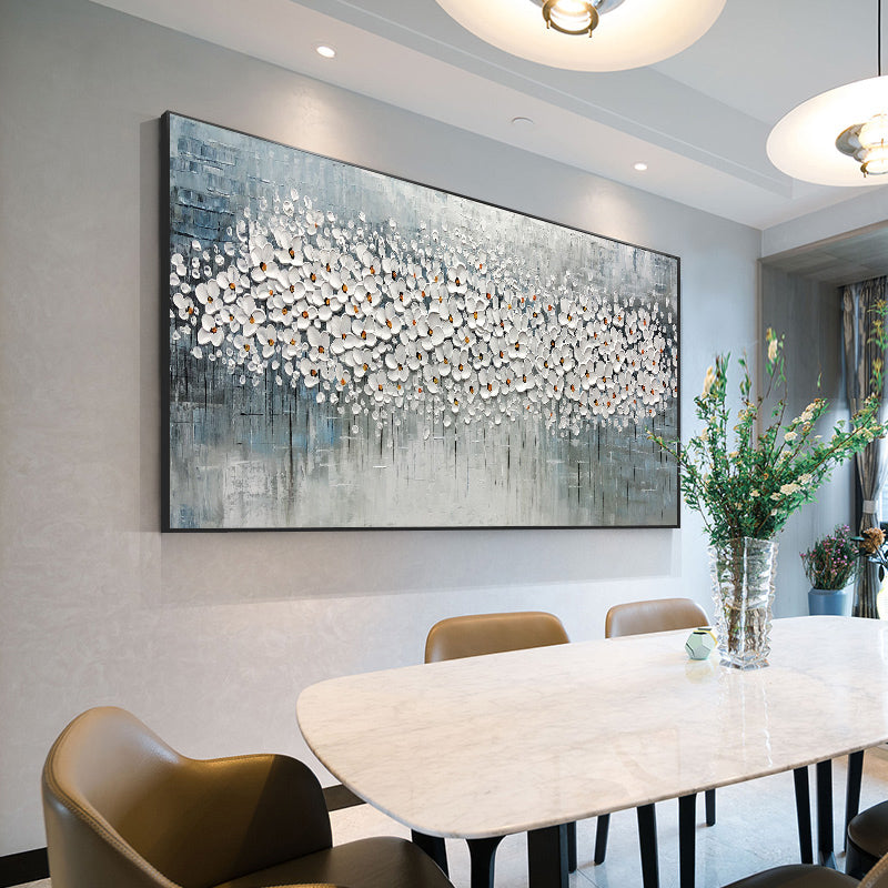 Pure hand-painted Oil Paintings Flowers Horizontal Version Of The Living Room Sofa Backdrop Decorative Painting After The Nordic27inx54in,No Frame