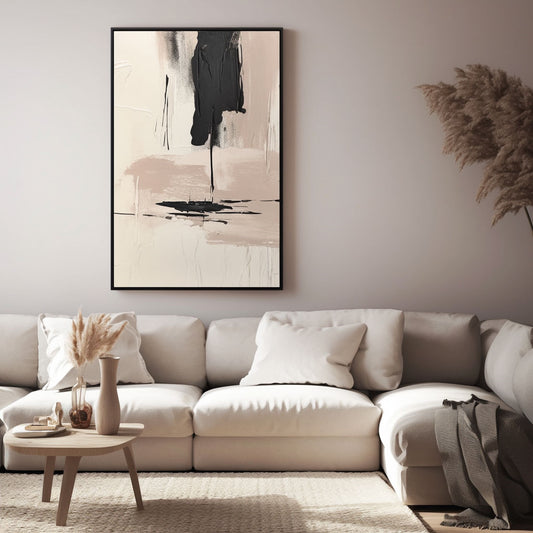 Handpainted Abstract Wall Art Painting Decorative Painting Aisle Corridor Mural Mooring Hanging Painting black white 31inx47in,No Frame