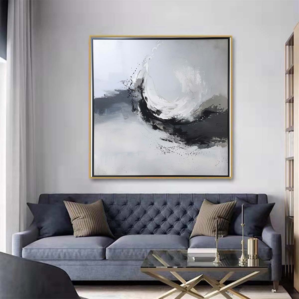 Abstract Handmade Oil Painting Modern Minimalist Home Living Room Decoration Painting,31inx31in,No Frame