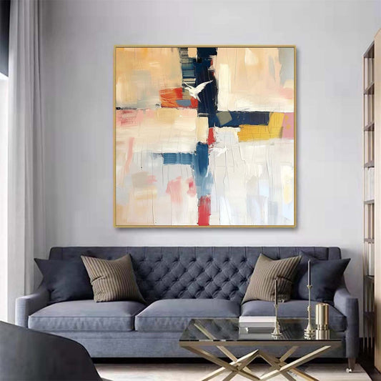 Abstract Handmade Oil Painting Modern Minimalist Home Living Room Decoration Painting,31inx31in,No Frame