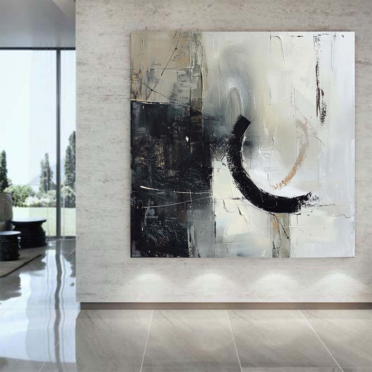 Abstract Handmade Oil Painting Modern Minimalist Home Living Room Decoration Painting,31inx31in,No Frame