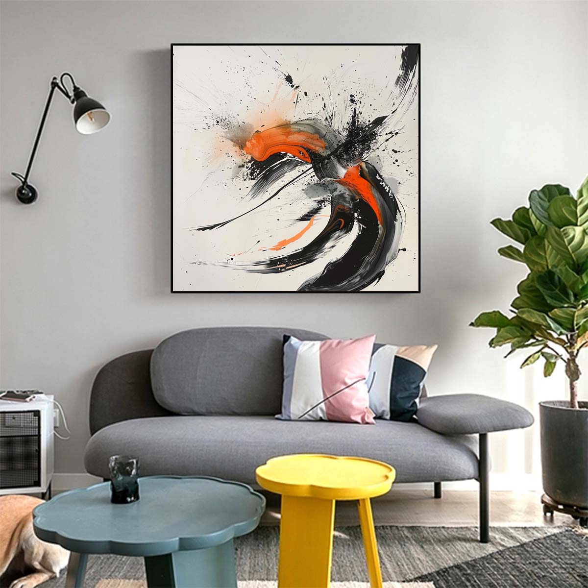 Abstract Handmade Oil Painting Modern Minimalist Home Living Room Decoration Painting,31inx31in,No Frame