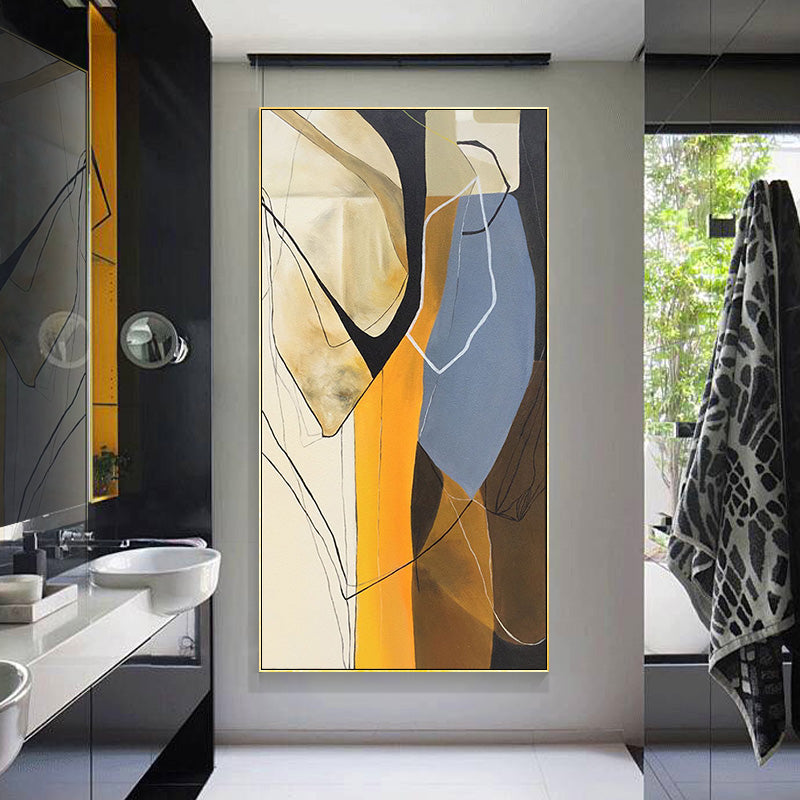 Modern Minimalist Hand-Painted Abstract Oil Painting Living Room Restaurant Painting Entrance Corridor Decorative Painting Nordi27inx54in,No Frame