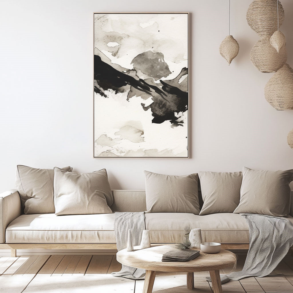 Handpainted Abstract Wall Art Painting Decorative Painting Aisle Corridor Mural Mooring Hanging Painting black 31inx47in,No Frame
