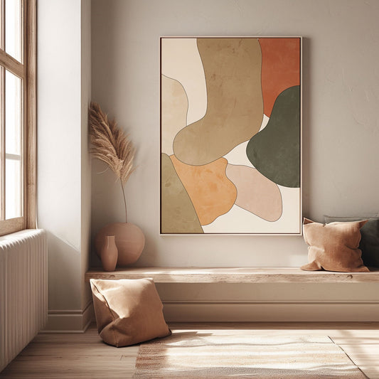 Handpainted Abstract Wall Art Painting Decorative Painting Aisle Corridor Mural Mooring Hanging Painting orange green pink 31inx47in,No Frame