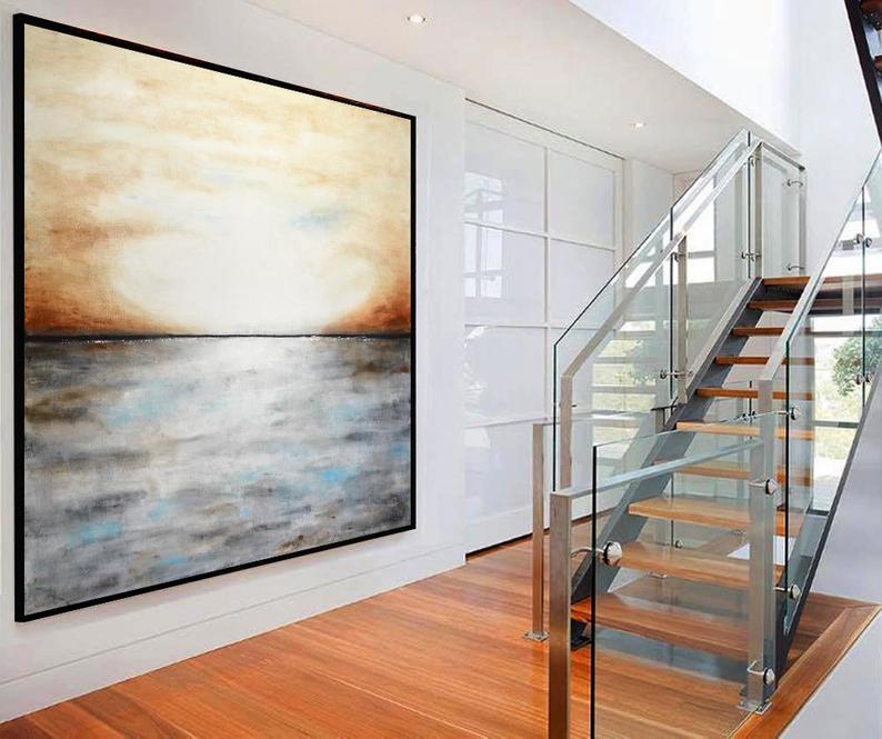 LargeAbstractPaintingWallArtSquareContemporaryArtLandscapePaintingModernArtworkDecor 31in,No Frame