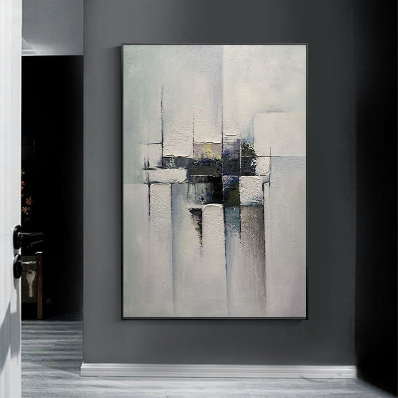 Latest Cheap Textured Gray Abstract Geometry Design  Hand painted Modern Home Wall Decoration Oil Painting,31inx47in,No Frame