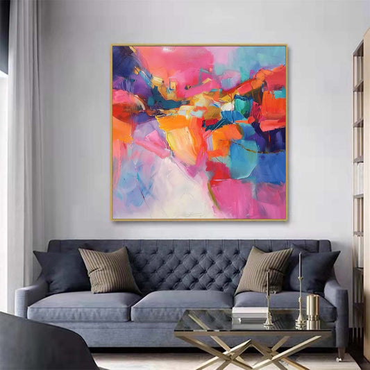 Abstract Handmade Oil Painting Modern Minimalist Home Living Room Decoration Painting,31inx31in,No Frame
