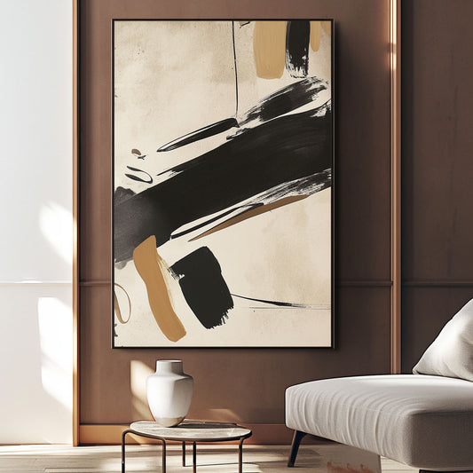 Handpainted Abstract Wall Art Painting Decorative Painting Aisle Corridor Mural Mooring Hanging Painting yellow black 31inx47in,No Frame