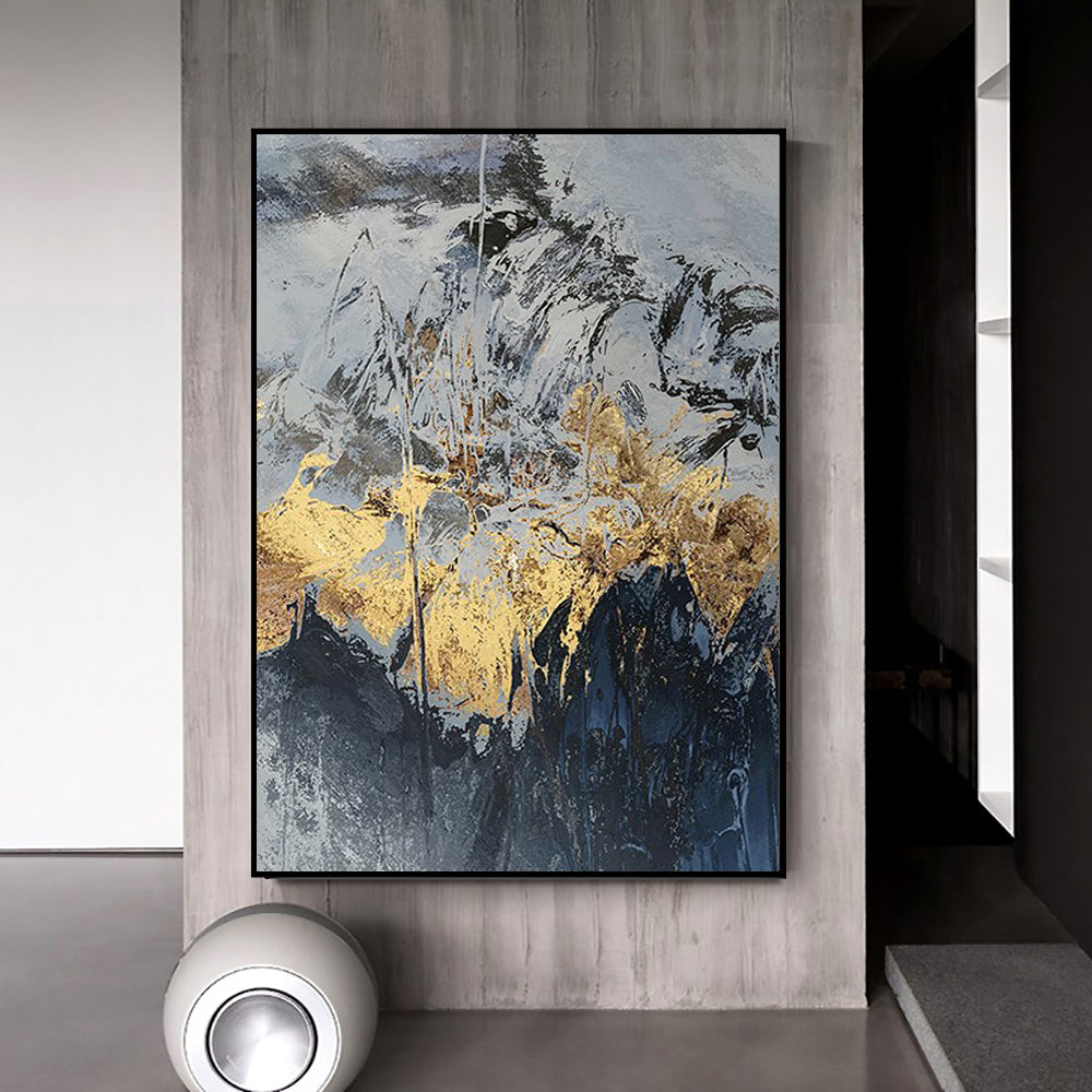 #1220Modern Home Decoration Abstract Wall Art Painting Oil Painting Handmade Artwork Canvas Painting Snow Mountain Picture For Home Living Room,31inx47in,No Frame