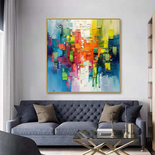 Abstract Handmade Oil Painting Modern Minimalist Home Living Room Decoration Painting,31inx31in,No Frame