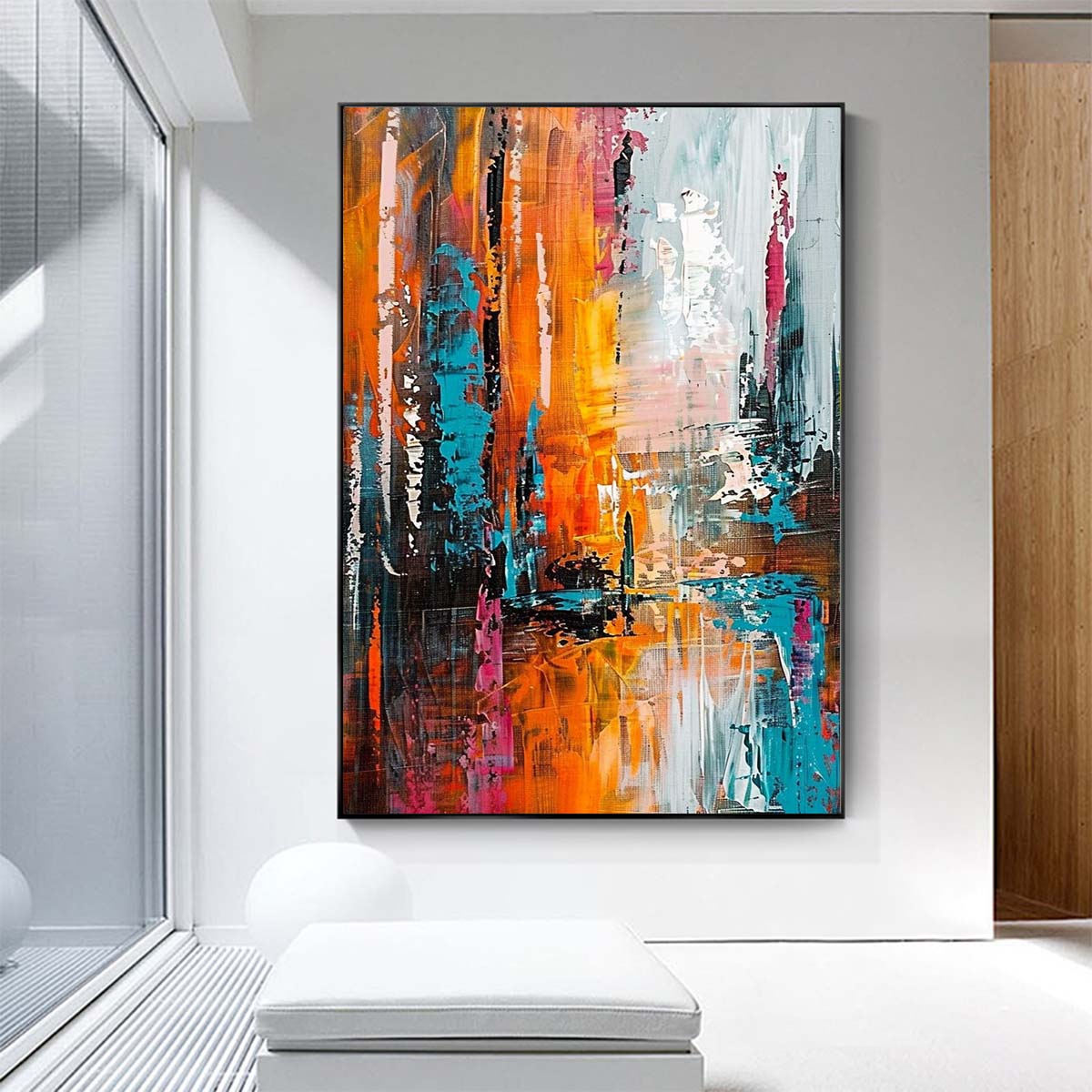 Original creation City Hand painted Oil Painting Canvas Wall Art For Home Living Room Unframed/Rolled #001