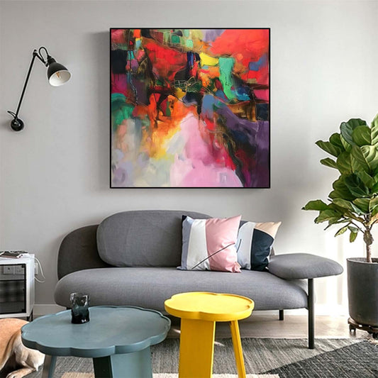 Abstract Handmade Oil Painting Modern Minimalist Home Living Room Decoration Painting,31inx31in,No Frame