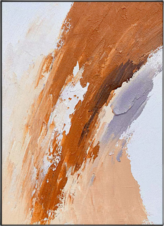 Handmade Orange Abstract Oil Painting Impression Wall Art On Canvas Texture Large Size Mural Living Room,31inx47in,No Frame