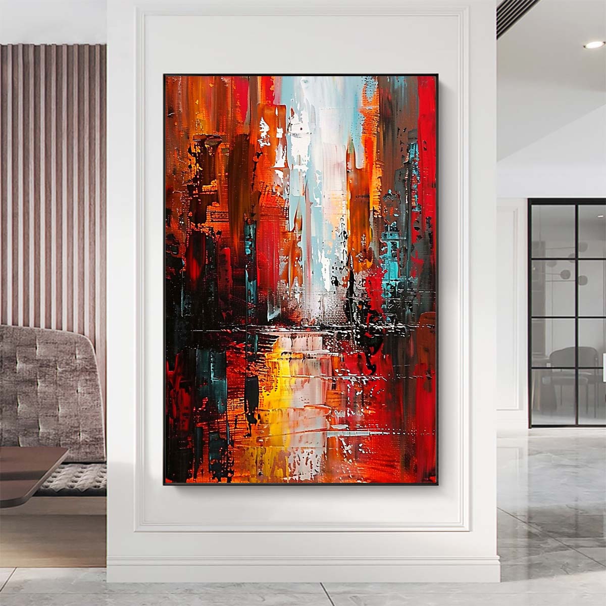 Original creation City Hand painted Oil Painting Canvas Wall Art For Home Living Room Unframed/Rolled #002