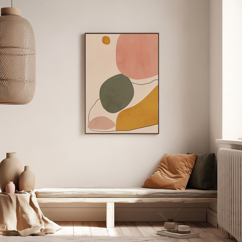 Handpainted Abstract Wall Art Painting Decorative Painting Aisle Corridor Mural Mooring Hanging Paintingpinkgreenyellow1inx47in,No Frame