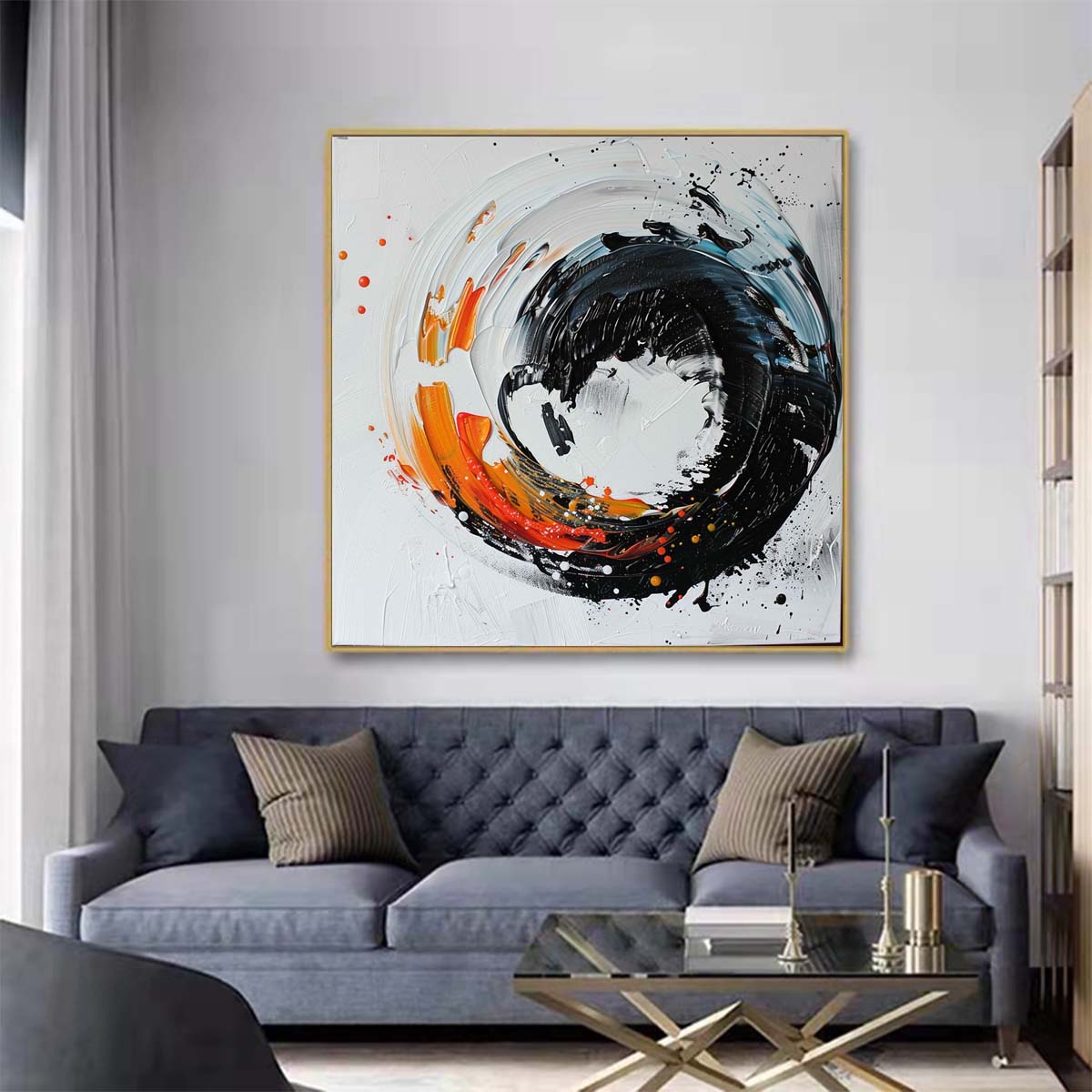 Abstract Handmade Oil Painting Modern Minimalist Home Living Room Decoration Painting,31inx31in,No Frame