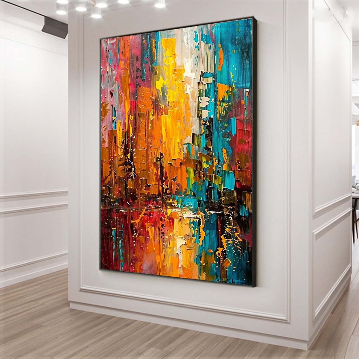 Original creation City Hand painted Oil Painting Canvas Wall Art For Home Living Room Unframed/Rolled #046