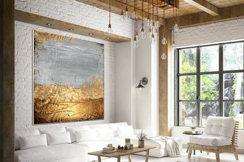 Gold Painting Large Abstract Painting Contemporary Abstract Painting Creative Wall Painting On Canvas Modern Absract Artwork31in,No Frame