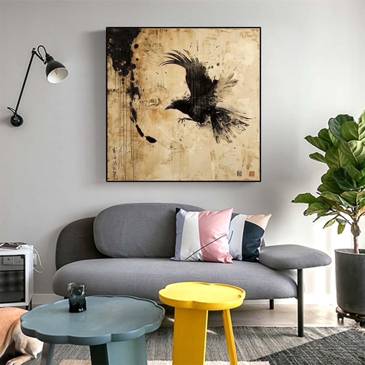 Abstract Handmade Oil Painting Modern Minimalist Home Living Room Decoration Painting,31inx31in,No Frame