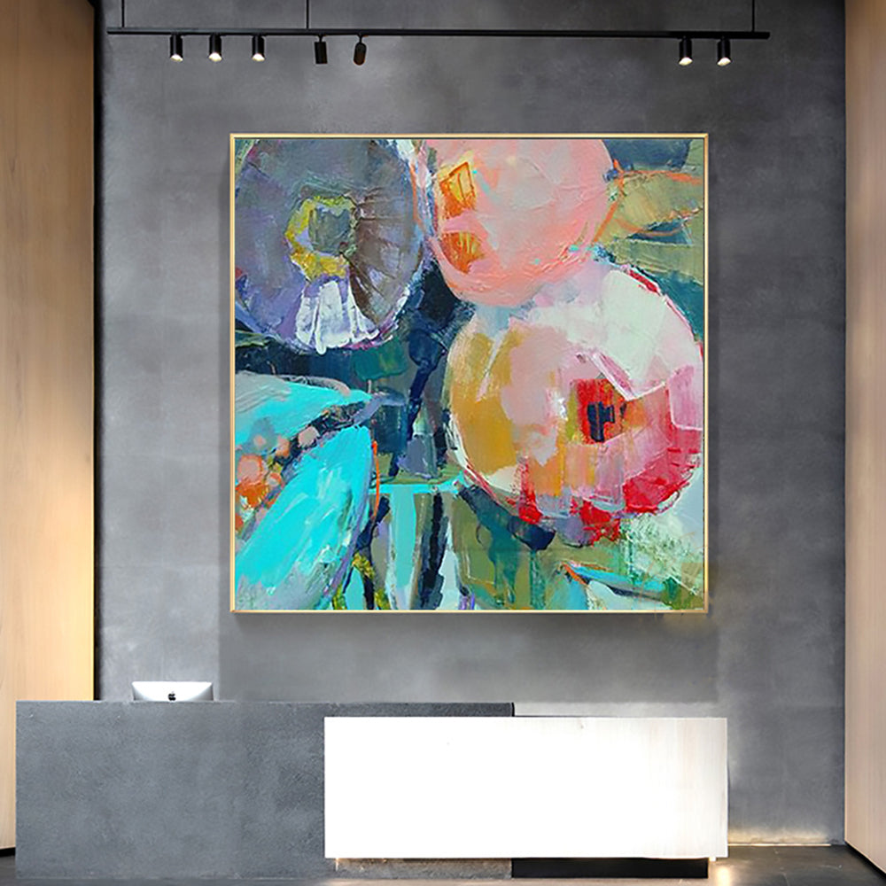 Large Handmade Modern Oil Painting Canvas Wall Art Pink Abstract Painting For Home Living Room Wall