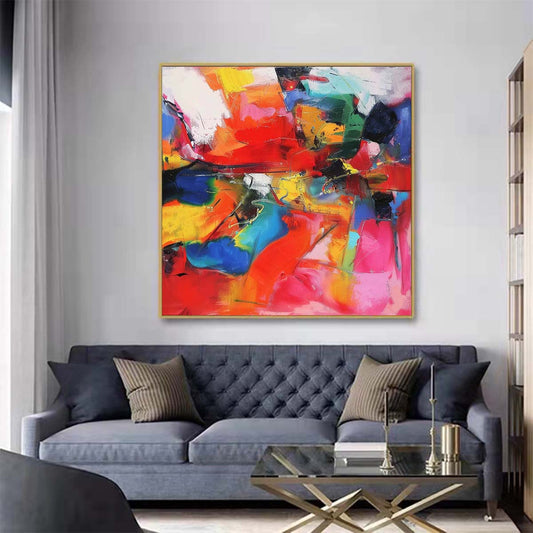 Abstract Handmade Oil Painting Modern Minimalist Home Living Room Decoration Painting,31inx31in,No Frame