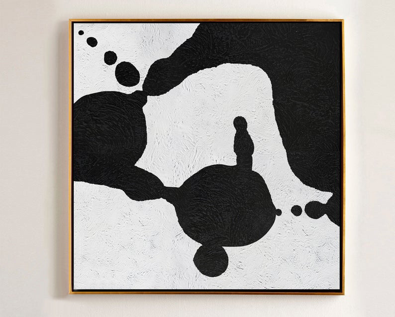 OversizedAbstractPaintingOnCanvasAbstractArtCanvasPaintingMinimalistArtBlackWhitePaintingLargeWall  31in,No Frame