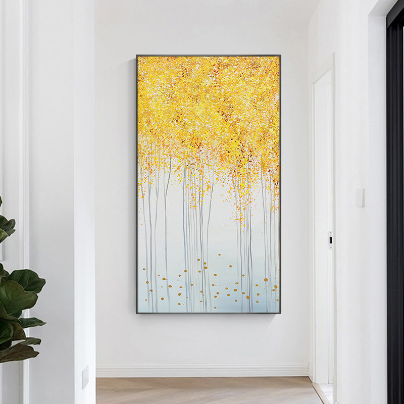 Lucky hand-painted Oil Painting Abstract Golden Tree Nordic Home Entrance Decorative Painting Paintings Modern American Light Lu27inx54in,No Frame
