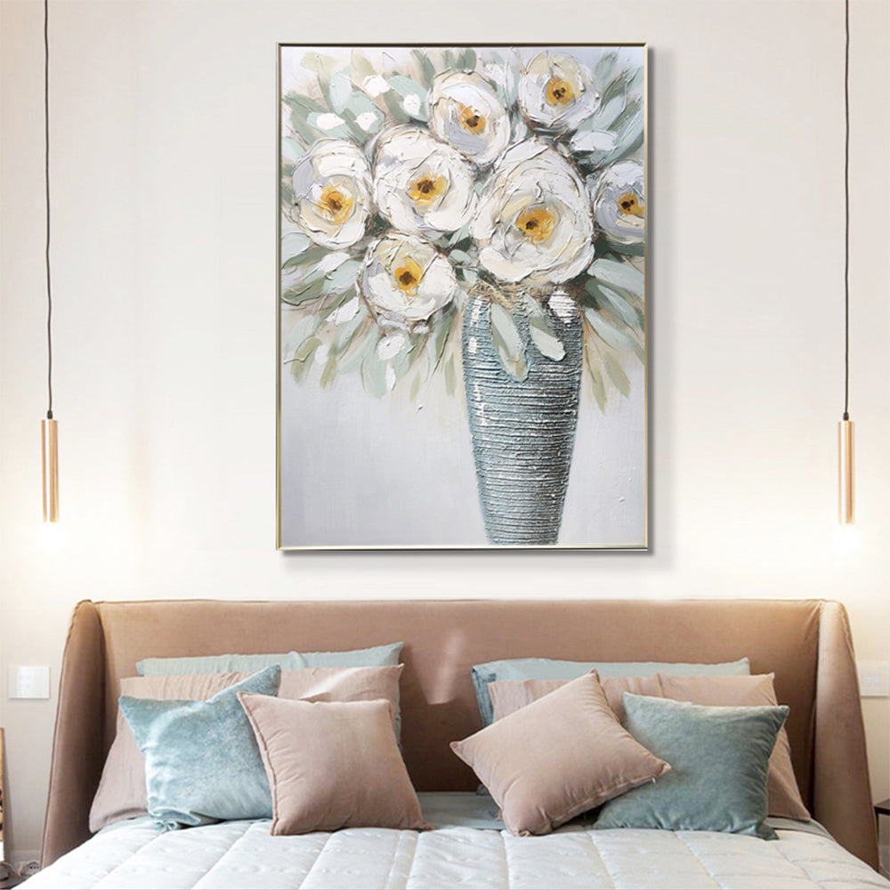 High Guality  Hand Painted Decorative Painting Living Room Mural Absract Wall Art Thick Texture Flowers For Living Room,31inx47in,No Frame