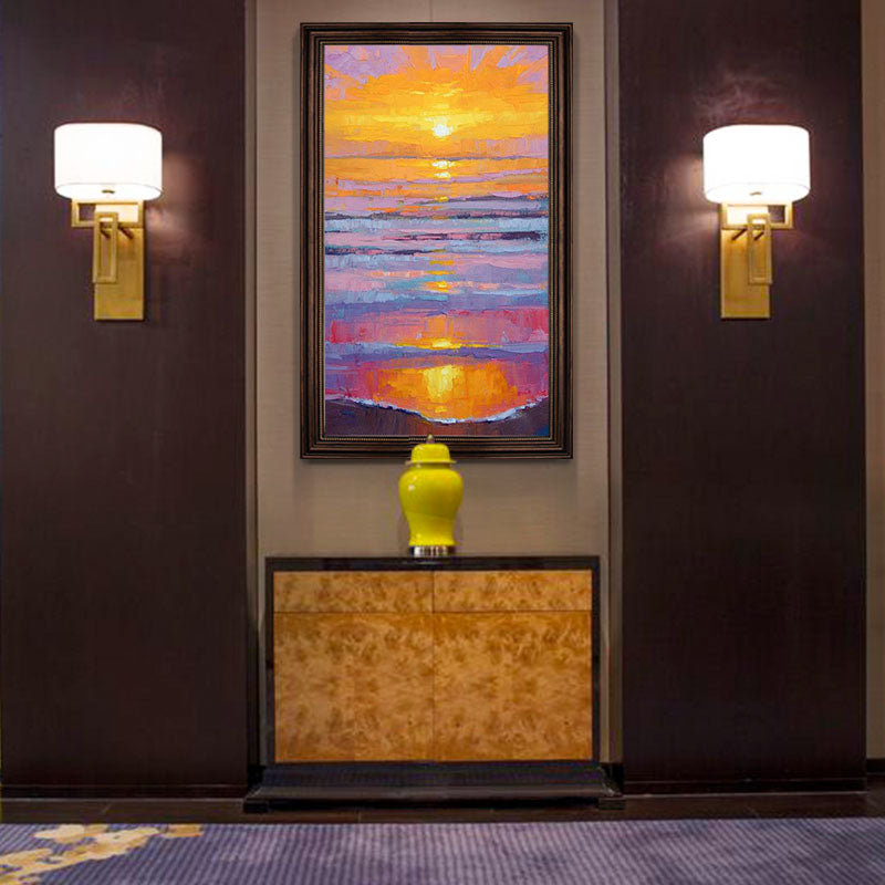 Hand-painted Oil Painting Decorative Painting Modern European Restaurant Sunrise Office Entrance Hallway American Minimalist Pai27inx54in,No Frame