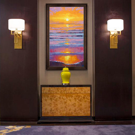 Hand-painted Oil Painting Decorative Painting Modern European Restaurant Sunrise Office Entrance Hallway American Minimalist Pai27inx54in,No Frame