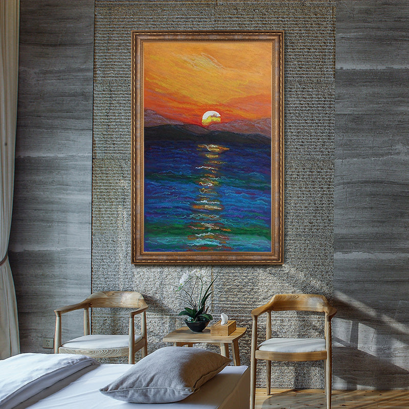 Hand-painted Oil Painting Sunrise Large Living Room Decorative Painting Paintings Continental Entrance Of The Rising Sun Custom27inx54in,No Frame