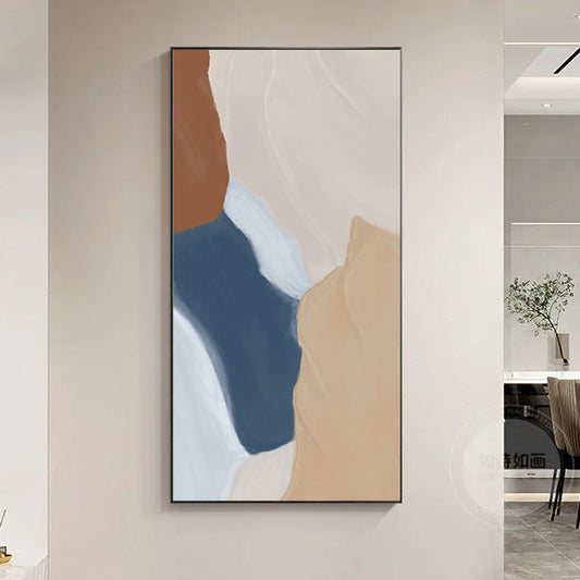 Handmade Art Picture Modern Living Room Decoration Oil Painting Handpainted Geometric Texture Art Wall Hangings,27inx54in,No Frame