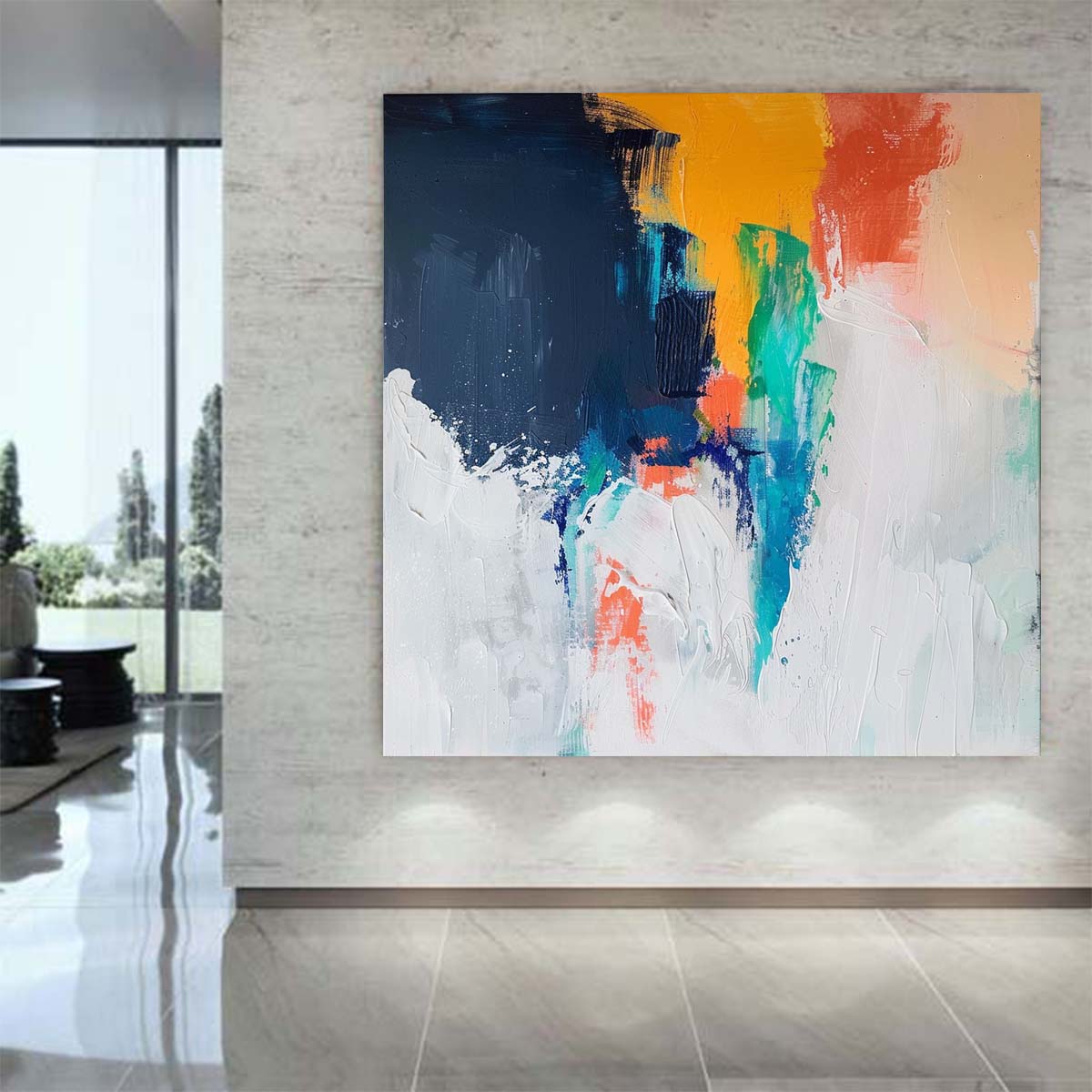 Abstract Handmade Oil Painting Modern Minimalist Home Living Room Decoration Painting,31inx31in,No Frame